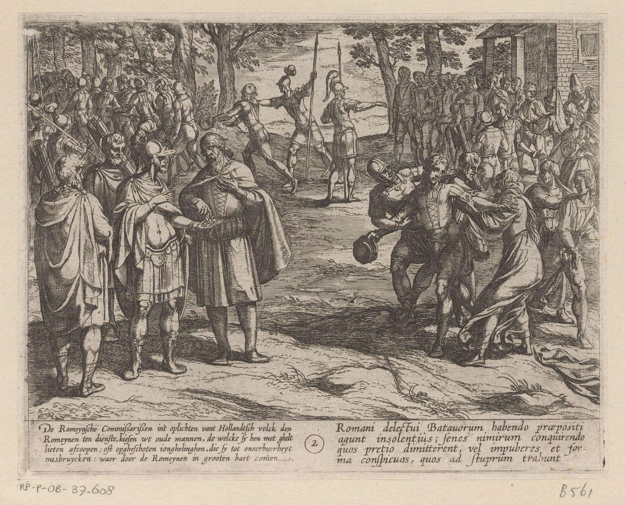 Romalılar genç Hollandalı erkekleri Hollandalı yaşlılardan satın alıyor Romalılara karşı Batavia Savaşları (dizi başlığı) Batavorum cum Romanis Bellum (dizi başlığı) by Antonio Tempesta