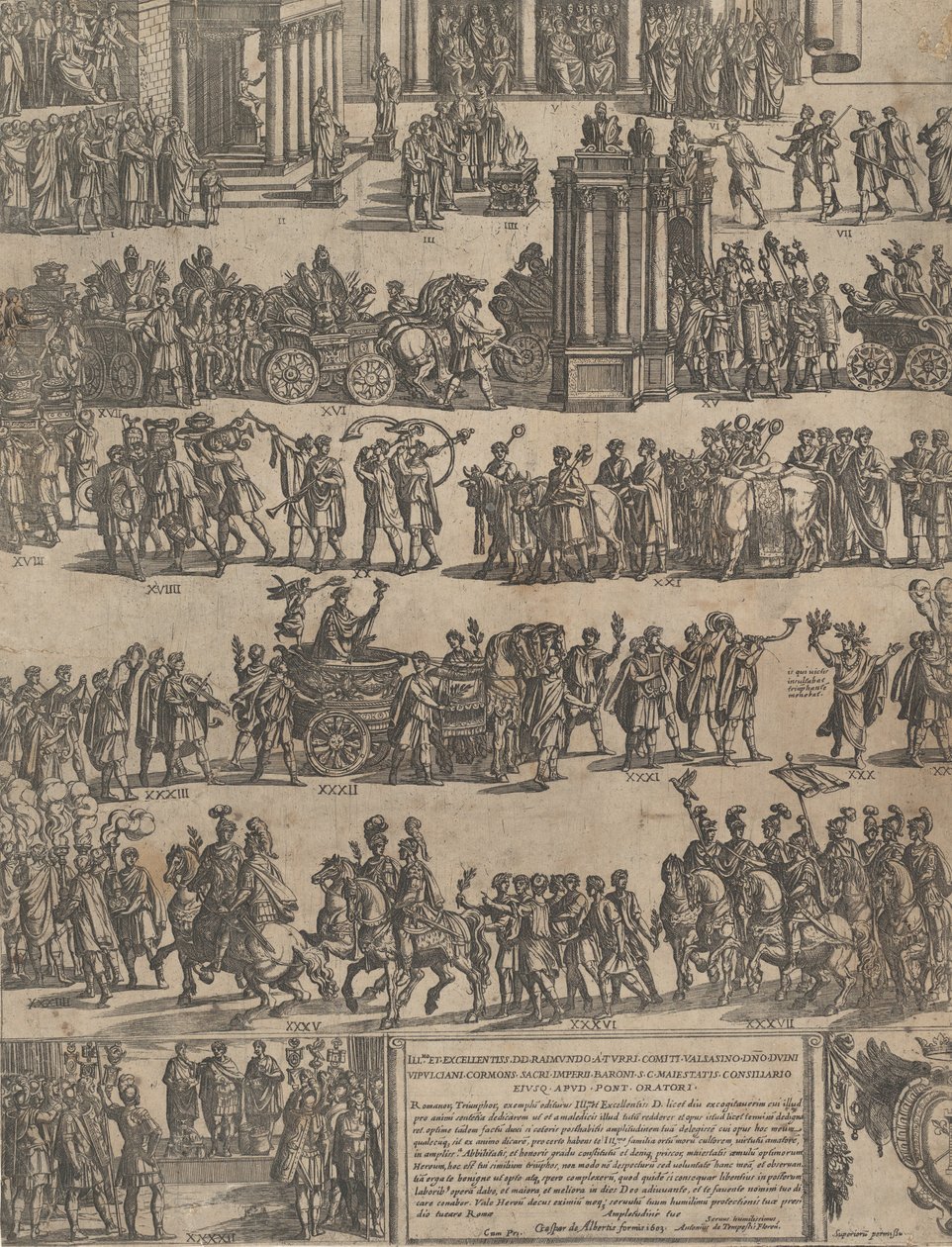 Bir Roma İmparatorunun Zaferi Sol Taraf, 1603. by Antonio Tempesta