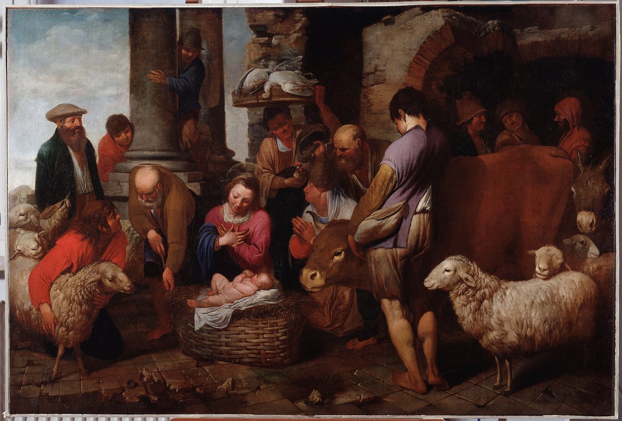 Antonio Travi (1608-1665) tarafından yapılan Magi Resminin Hayranlığı 17. yüzyıl Genes Musei di Strada Nuova (eski adıyla Palazzo Bianco) by Antonio Travi