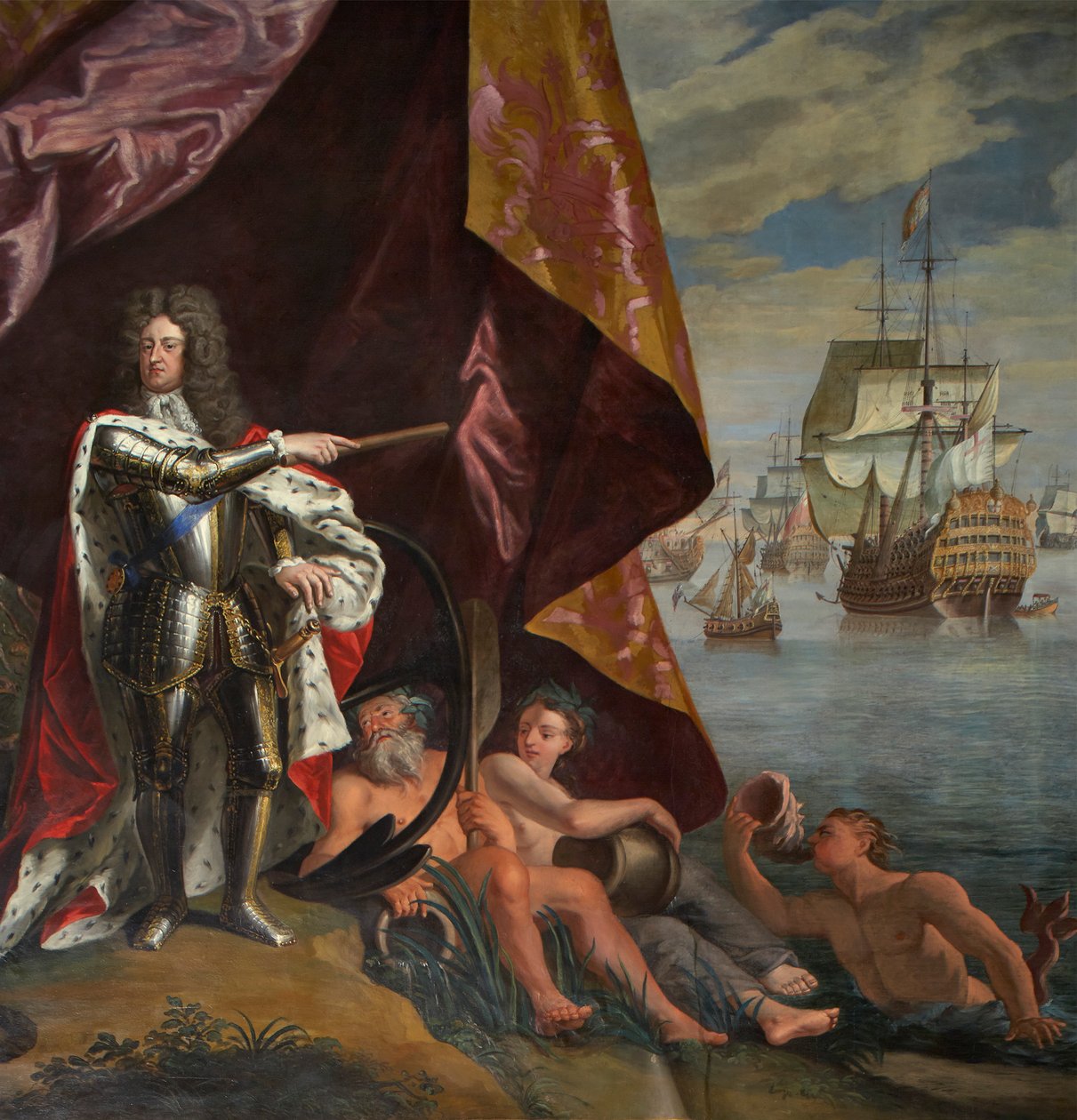 Danimarka Prensi George, İngiltere Lord Yüksek Amirali olarak, Kraliçe'nin Çekme Odasından detay by Antonio Verrio