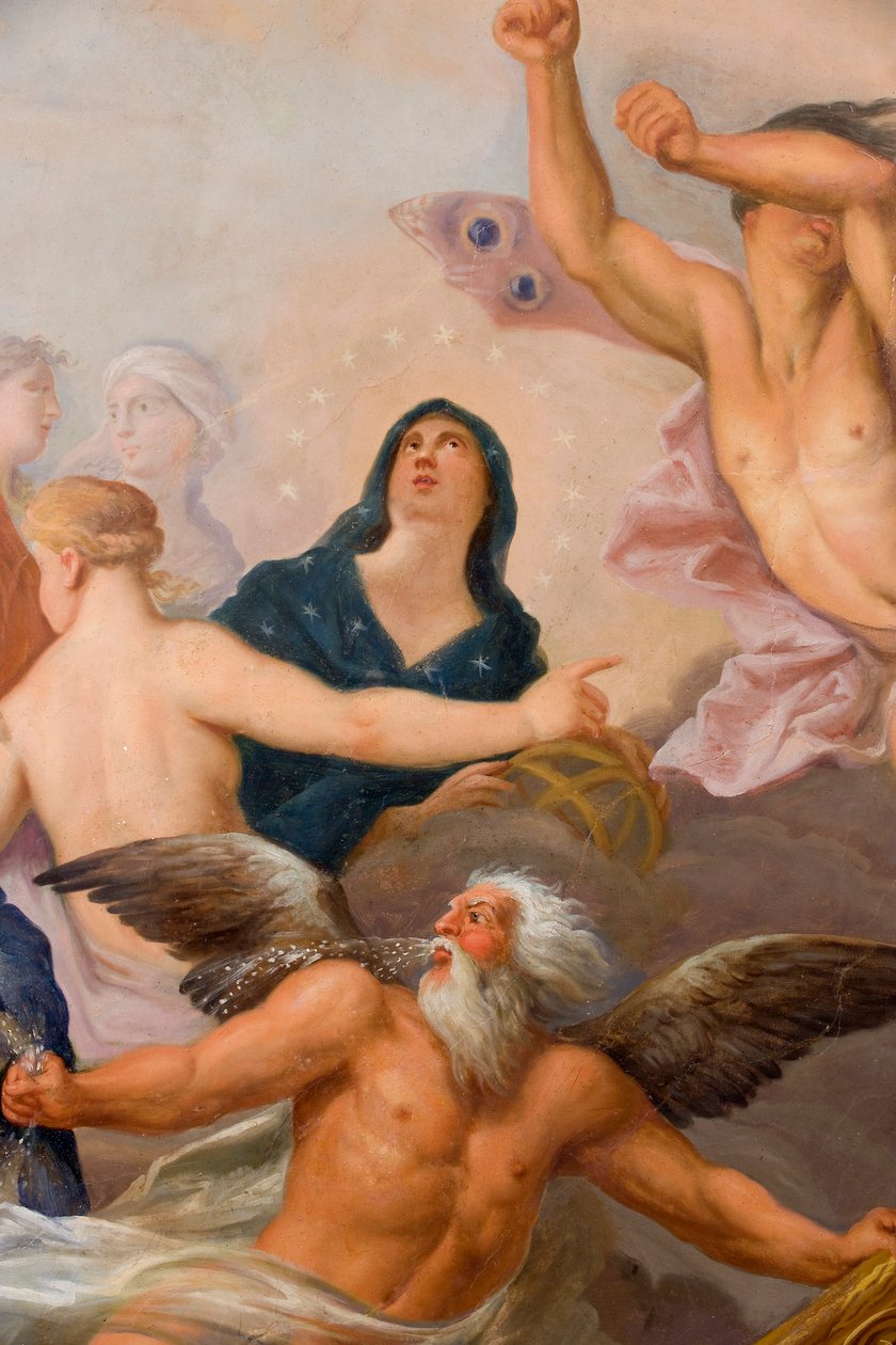 Sanat ve Bilim ile çevrili Minerva, Ziyafet Evi'nden detay by Antonio Verrio