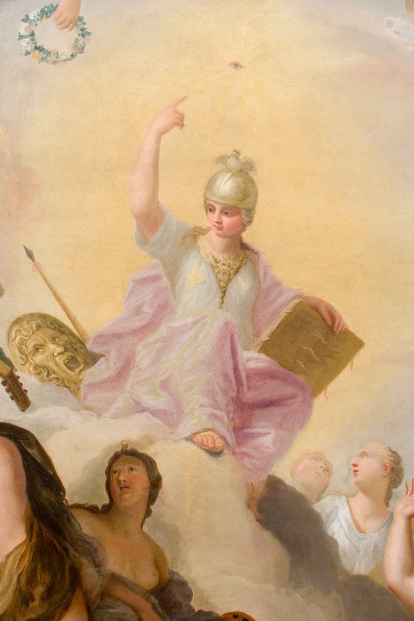 Sanat ve Bilim ile çevrili Minerva, Ziyafet Evi'nden detay by Antonio Verrio