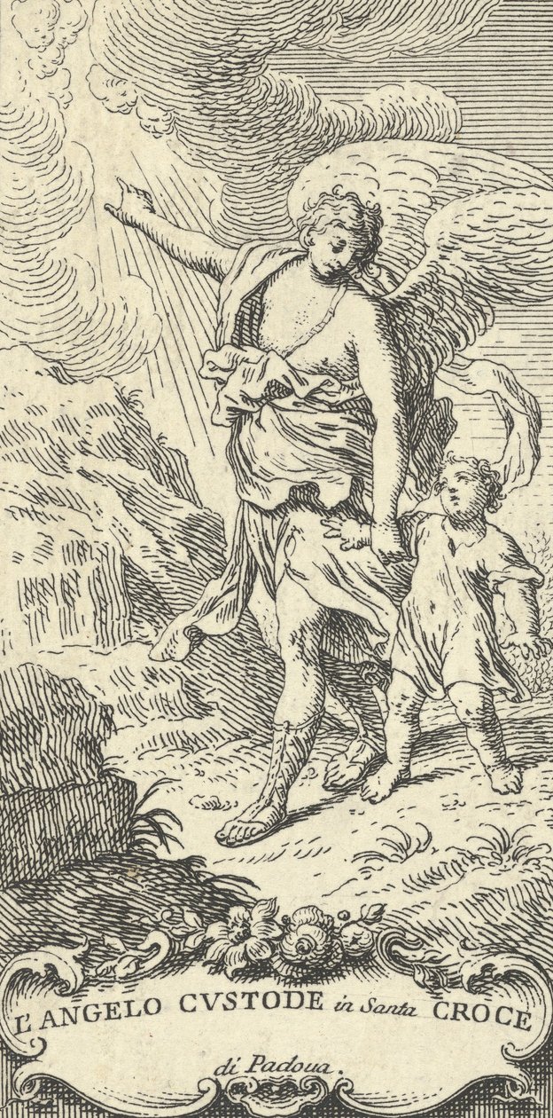 Genç bir çocuğa önderlik eden ve bulutları işaret eden bir melek, ca. 1708-82. by Antonio Visentini