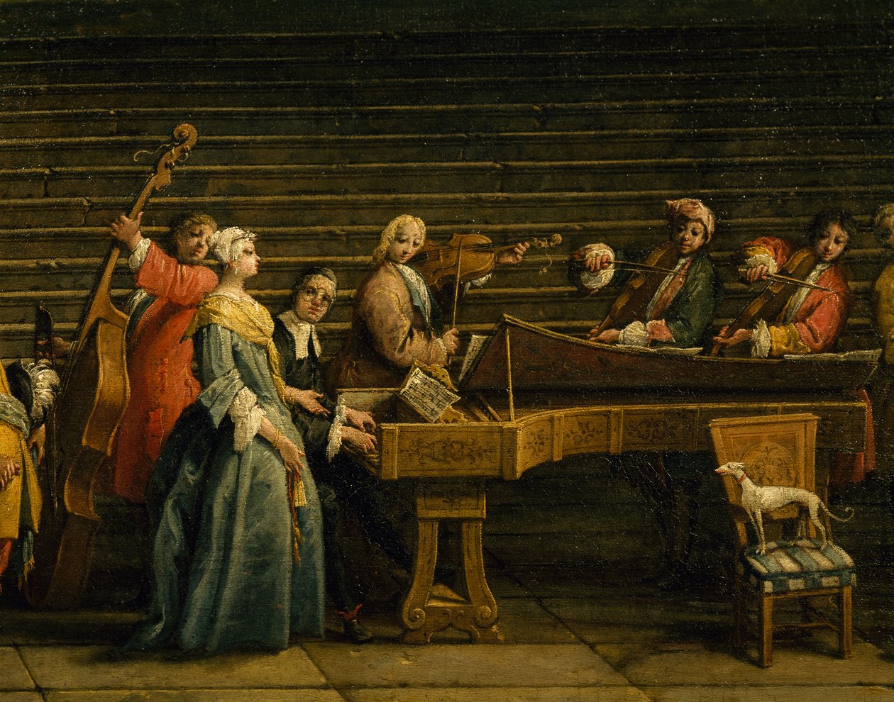 Villada Konser, Antonio Visentini (1688-1782), piyano ve keman, tuval üzerine yağlı boya, 207x320, İtalya by Antonio Visentini