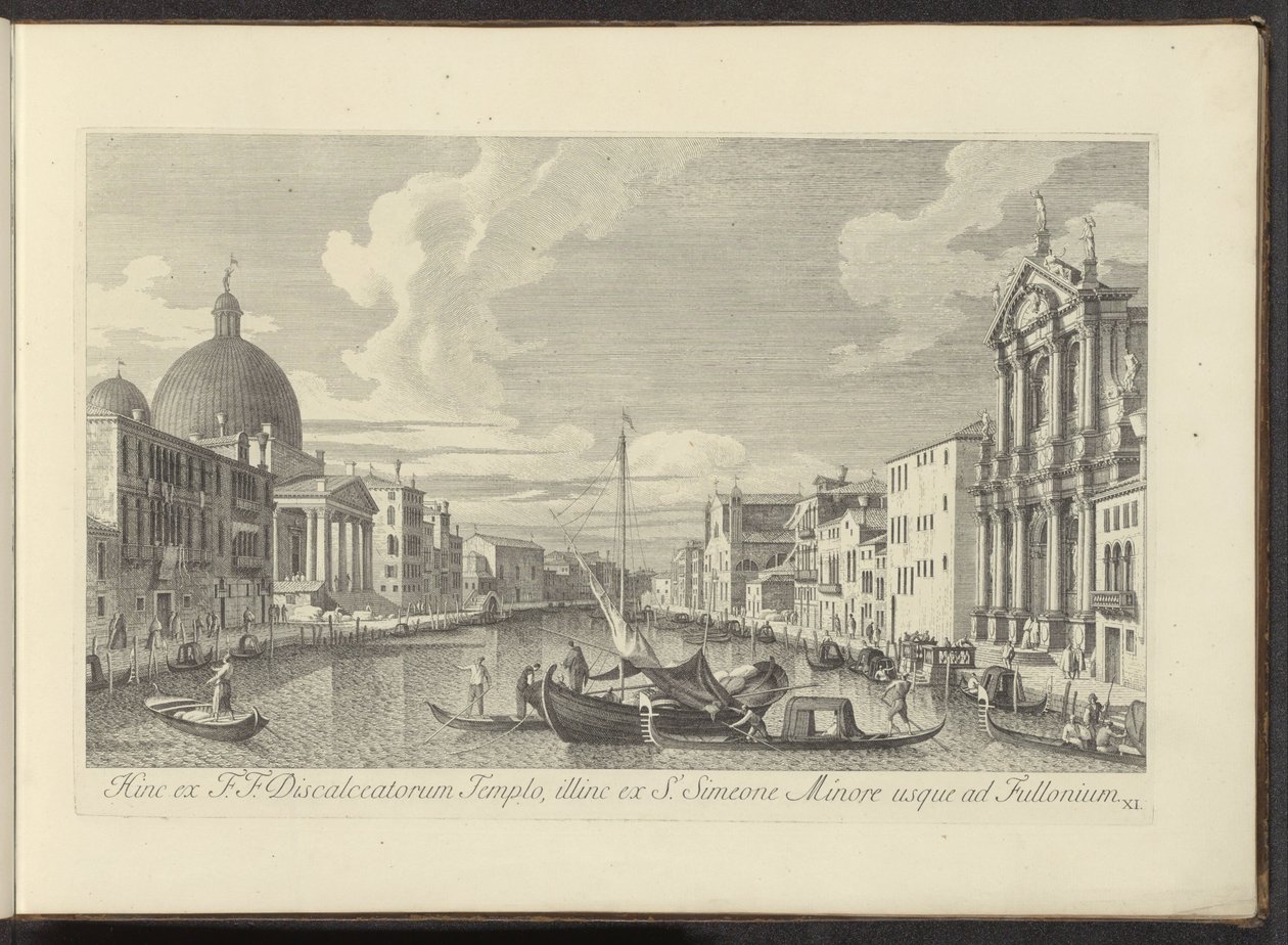 Gezicht op het Canal Grande, de Santa Maria di Nazareth ve San Simeone Piccolo te Veneti Bu noktadan itibaren F.F. Discalced Tapınağı, diğer tarafta S. Simeon the Younger