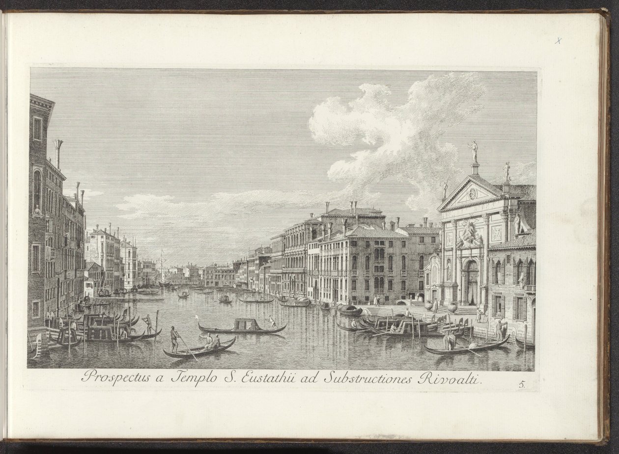 Gezicht op het Canal Grande en de kerk de San Stae te Venedik Aziz Eustathius tapınağından Rialto yapılarına bakış (nesne üzerindeki başlık) Venedik şehrinin daha ünlü manzaraları by Antonio Visentini