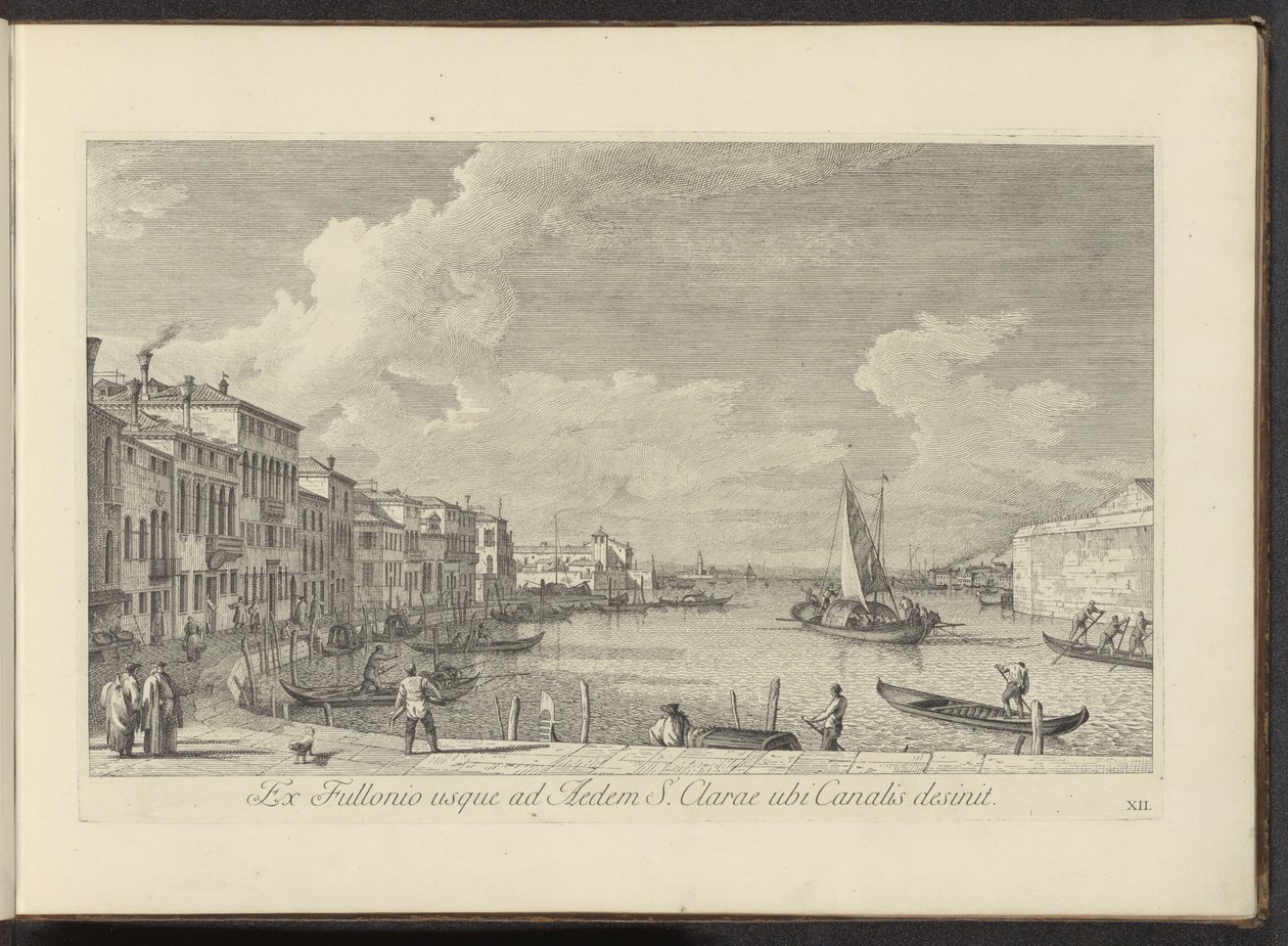 Gezint op het Canal Grande en de kerk de Santa Chiara te Venetië Fuller