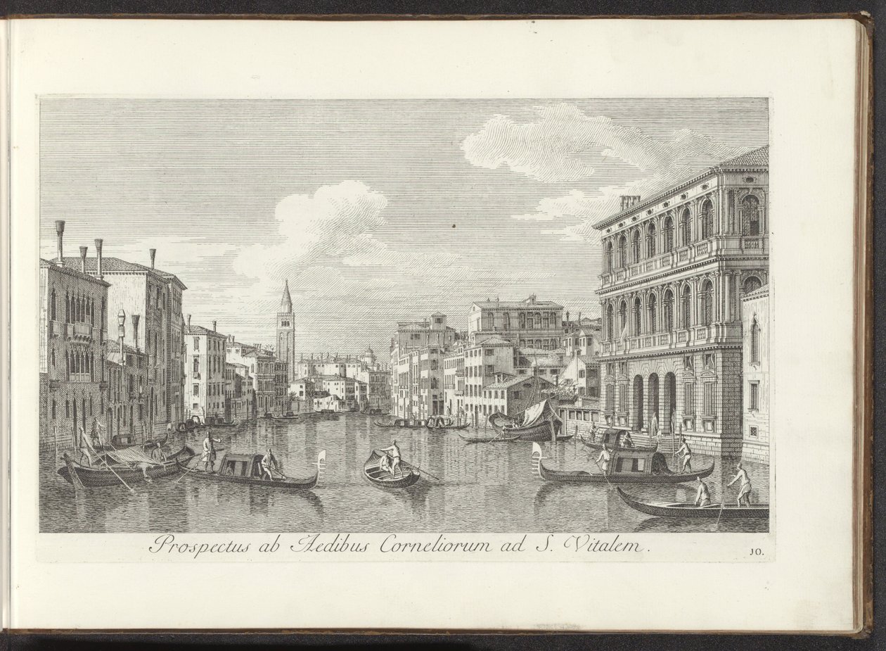 Gezicht op het Canal Grande en de toren van de San Vitale te Venetië Cornelius S. Vitalis