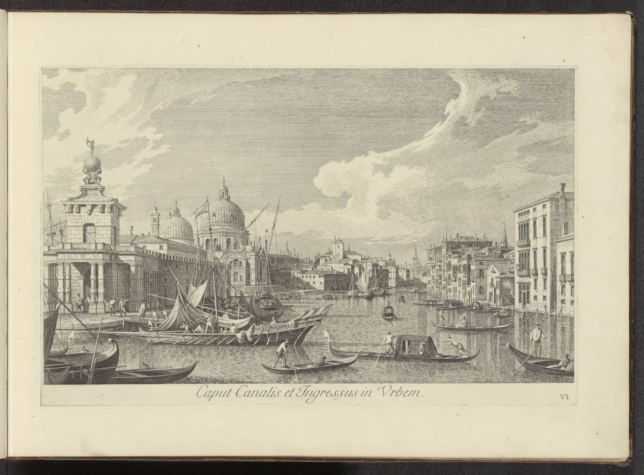 Gezicht op het Canal Grande te Venetië Kanal Başkanı ve Şehre Giriş (nesne üzerindeki başlık) Antonio Vssentini tarafından yeniden üretilen Antonio Kanalı