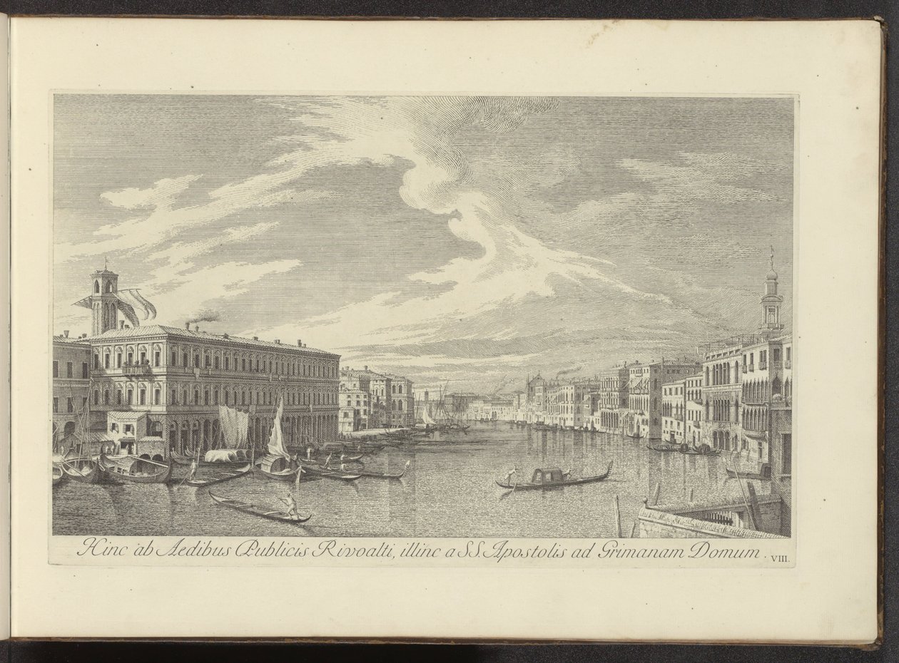 Gezicht op het Canal Grande te Venetië Oradan Rialto Kamu Binaları