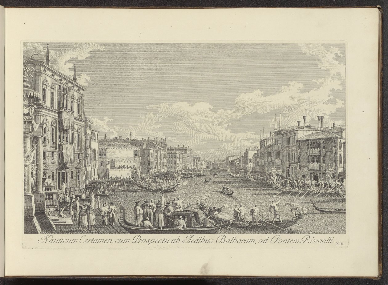 Gezint op het Canal Grande te Venetië waar de Regata plaatsvindt Rialto Köprüsü