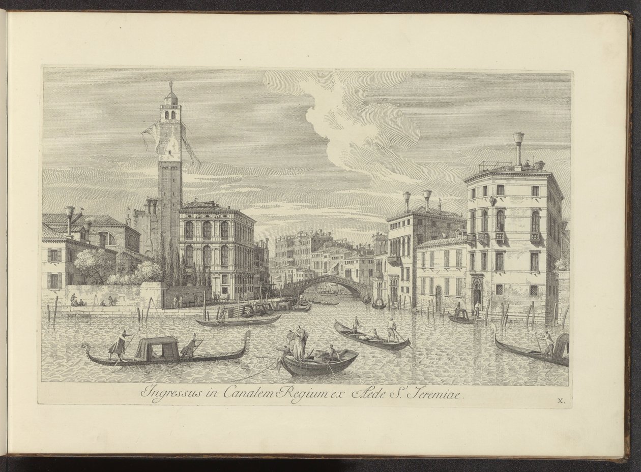 Gezicht op het Cannaregio en Palazzo Labia te Venedik S. Jeremias tapınağından Kraliyet Kanalı'na giriş (nesne üzerindeki başlık) Venedik şehrinin daha ünlü manzaraları by Antonio Visentini
