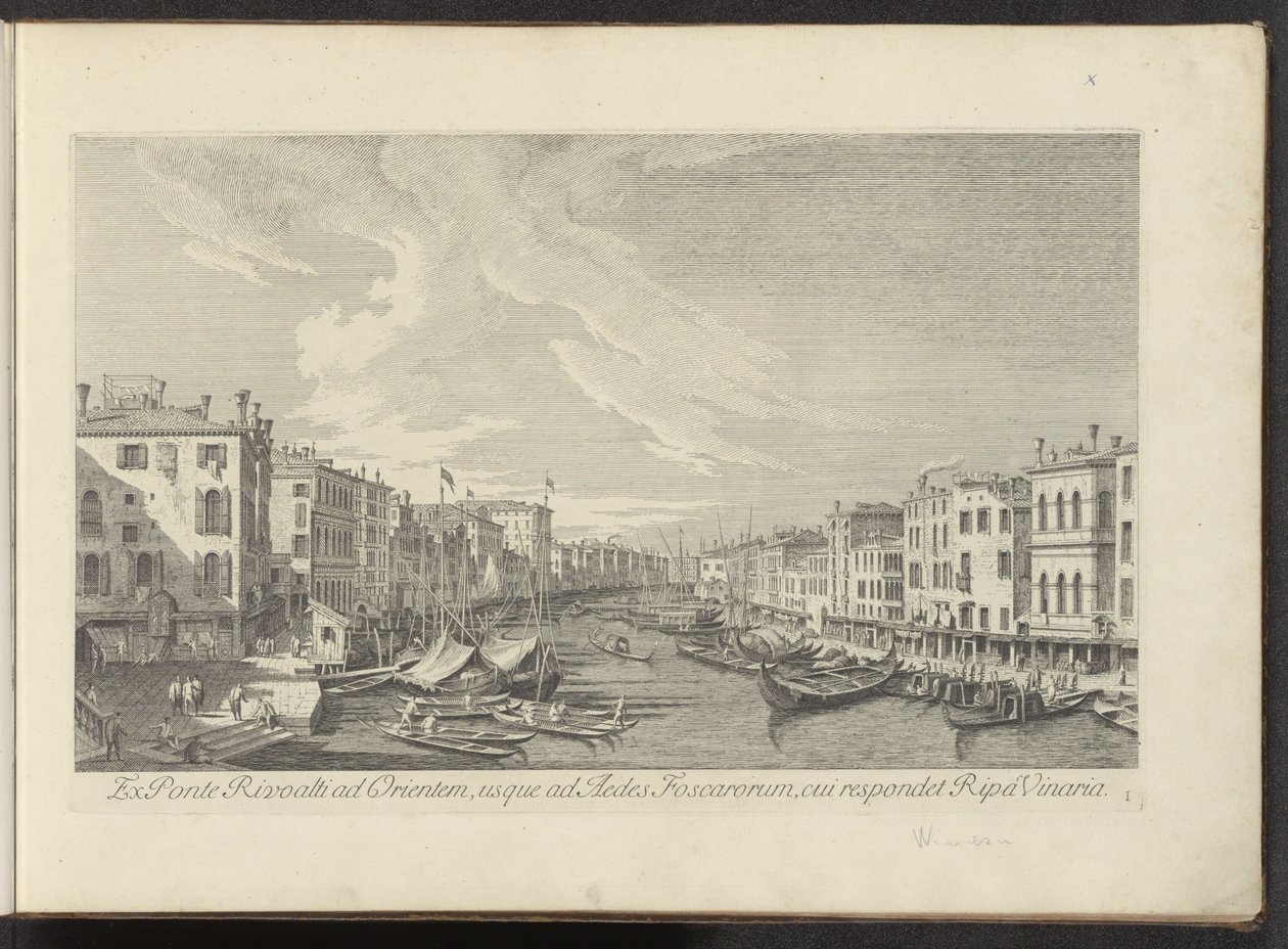Gezicht vanaf de Rialtobrug op het Canal Grande te Venetië Rialto Köprüsü
