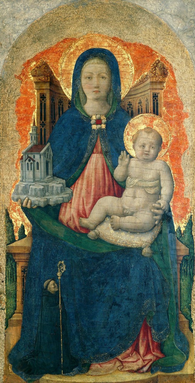 Praglia Poliptiğinden Taht Edilen Bakire ve Çocuk, c. 1448. by Antonio Vivarini