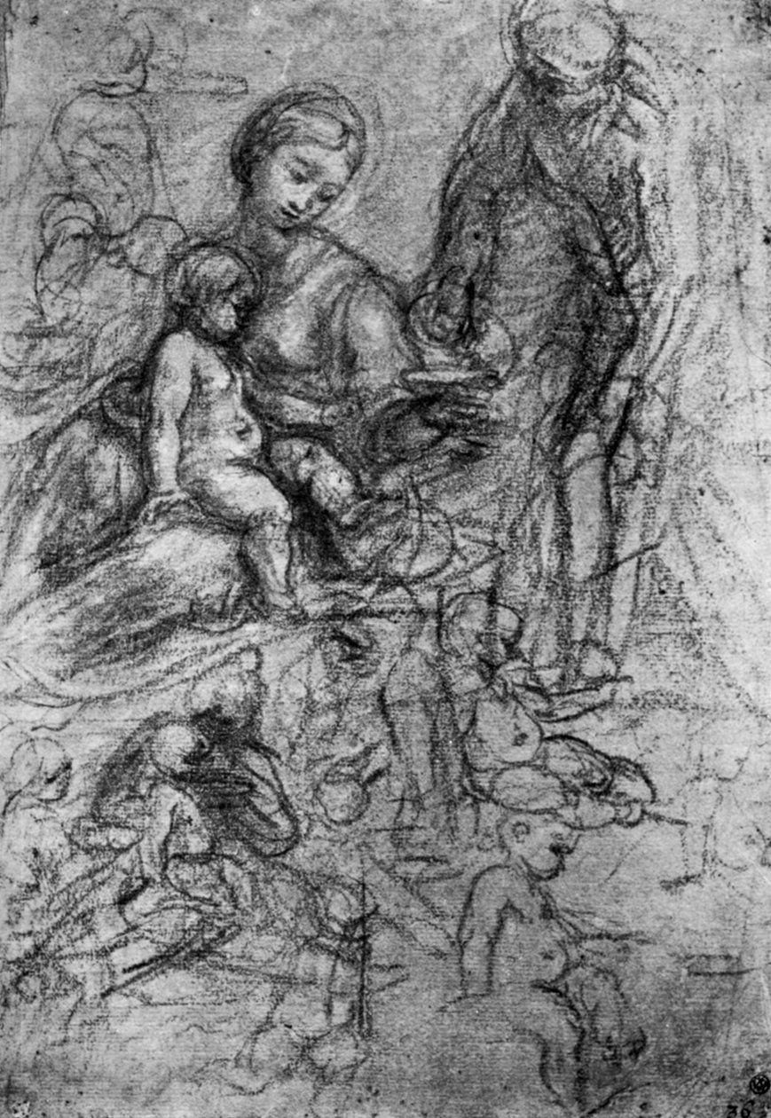 Kutsal Bir Aile için Eskizler, Allegri Da Correggio, 1913. by Antonio da Correggio