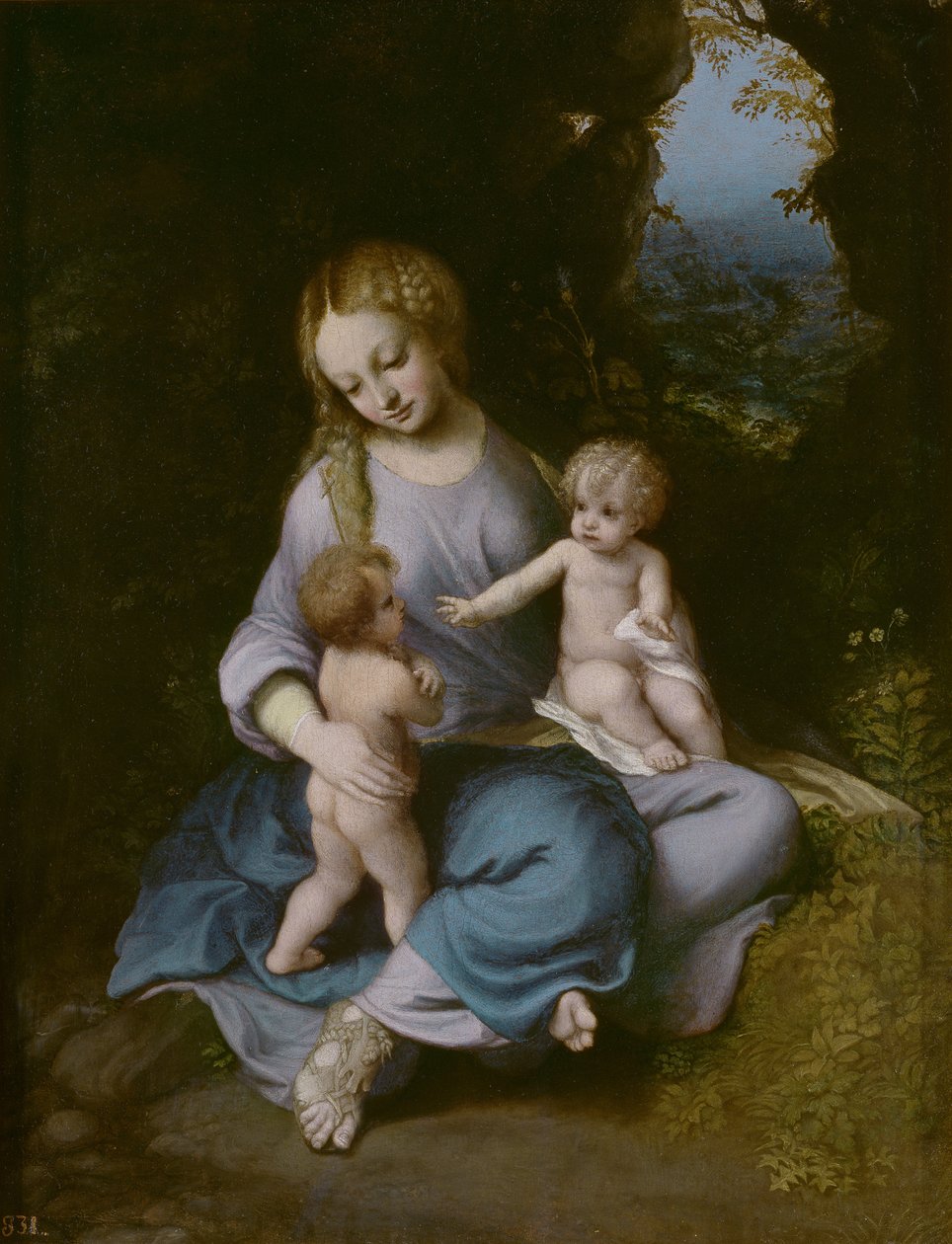 Bir Boy olarak Vaftizci Yahya ile Bakire ve çocuk by Antonio da Correggio