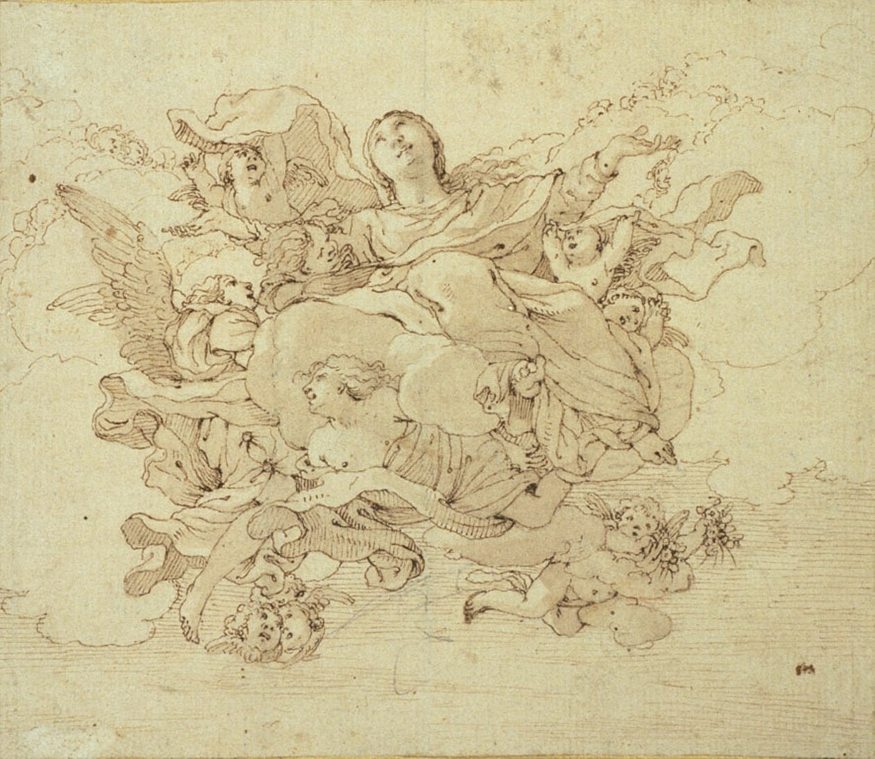 Melekler Tarafından Desteklenen Bulutlarda Bakire by Antonio da Correggio