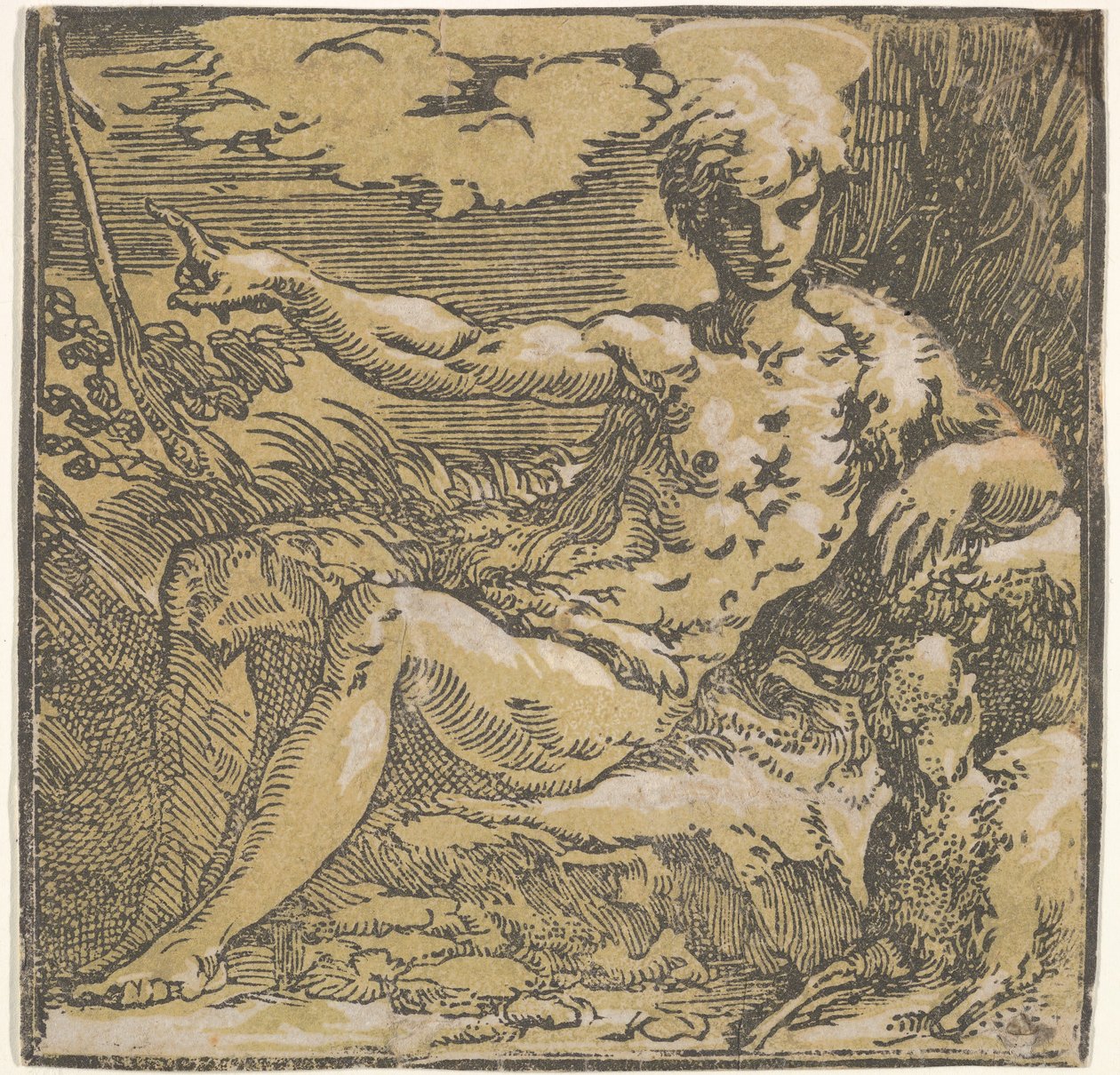 Vaftizci Yahya çölde, yanında bir kuzu, yakl. 1527-30. by Antonio da Trento