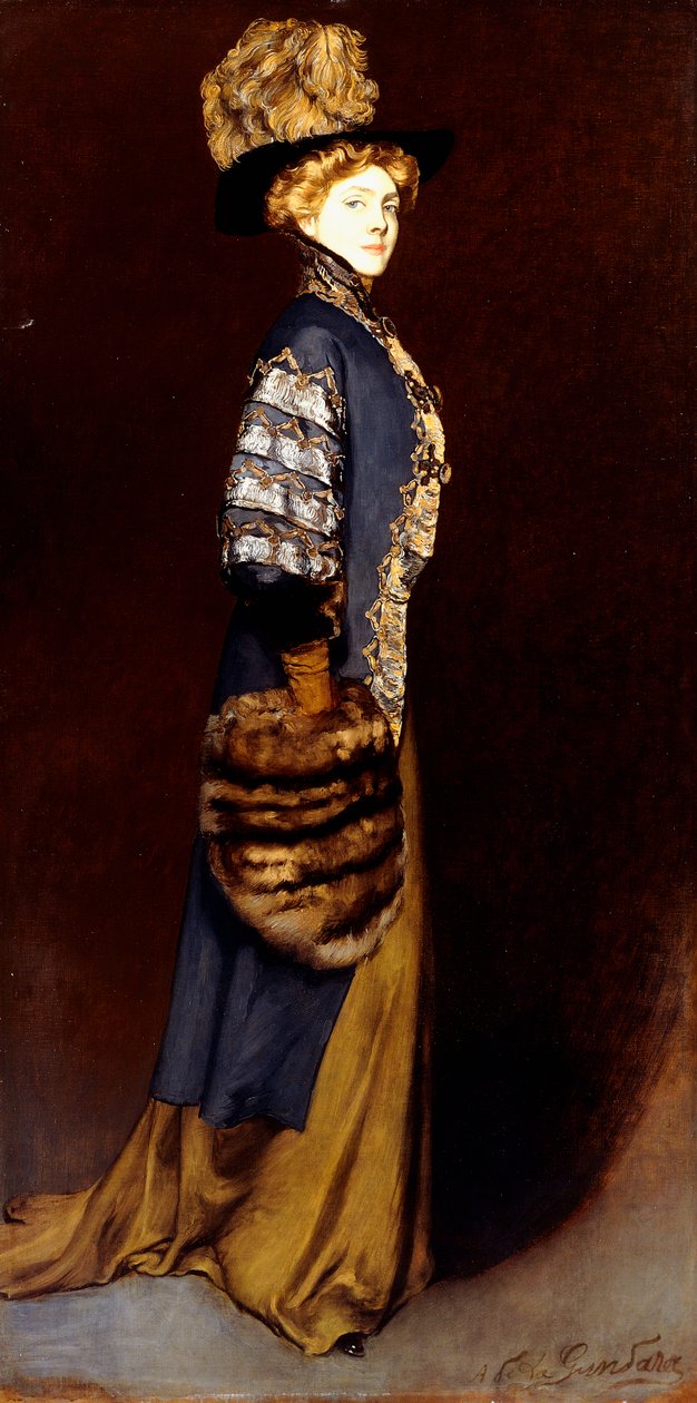 Kürk Manşetli Zarif Bir Bayan by Antonio de la Gandara