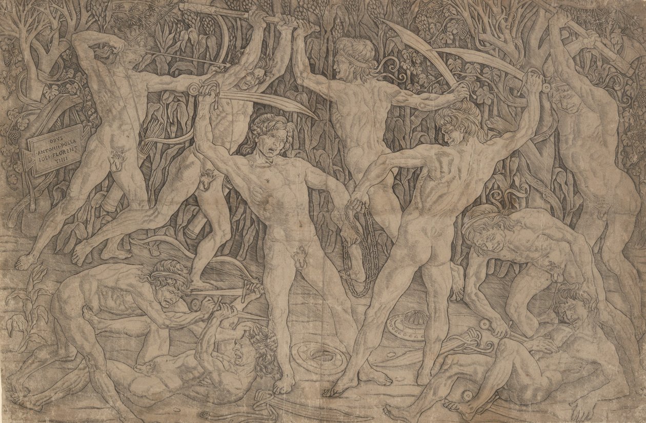 Çıplak Adamların Savaşı, ca. 1470-90., yakl. 1470-90. by Antonio Pollaiuolo