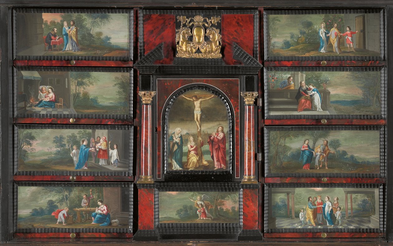 Dolap (altın yaldızlı, koli yaldızlı, bağa, abanoz, fildişi ve abanoz ve bakır üzerine resimlerle kaplanmış ahşap) by Antwerp School