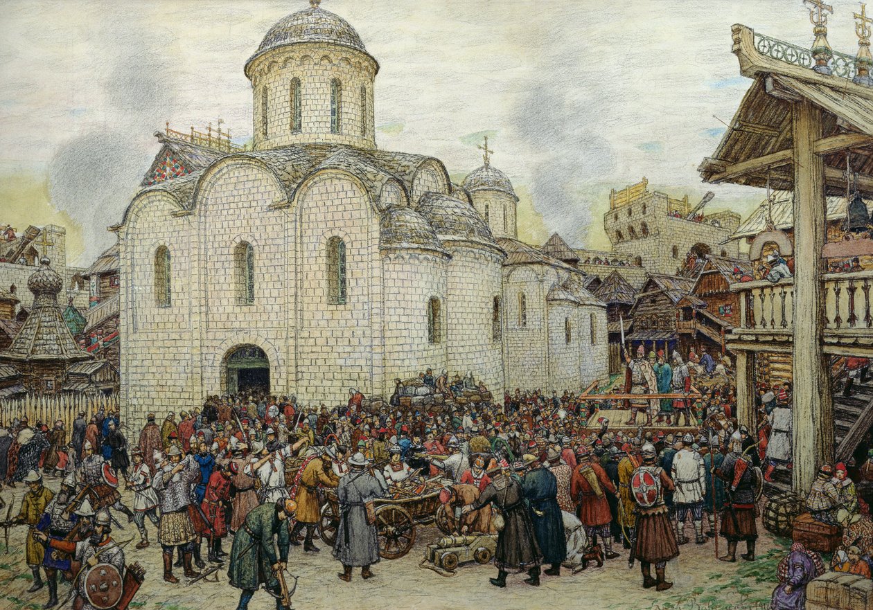 ದಿ ಡಿಫೆನ್ಸ್ ಆಫ್ ದಿ ಟೌನ್, 1918 ಟರ್ಕ್ by Apollinari Mikhailovich Vasnetsov