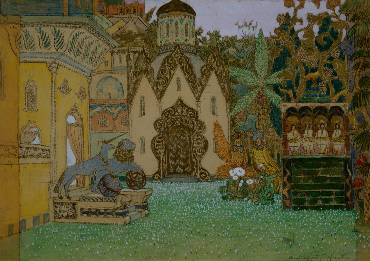 Opera için sahne tasarımı Görünmez Kitezh Şehri Efsanesi ve Kız Fevronia, N. Rimsky-Korsakov, 1907 by Apollinari Mikhailovich Vasnetsov