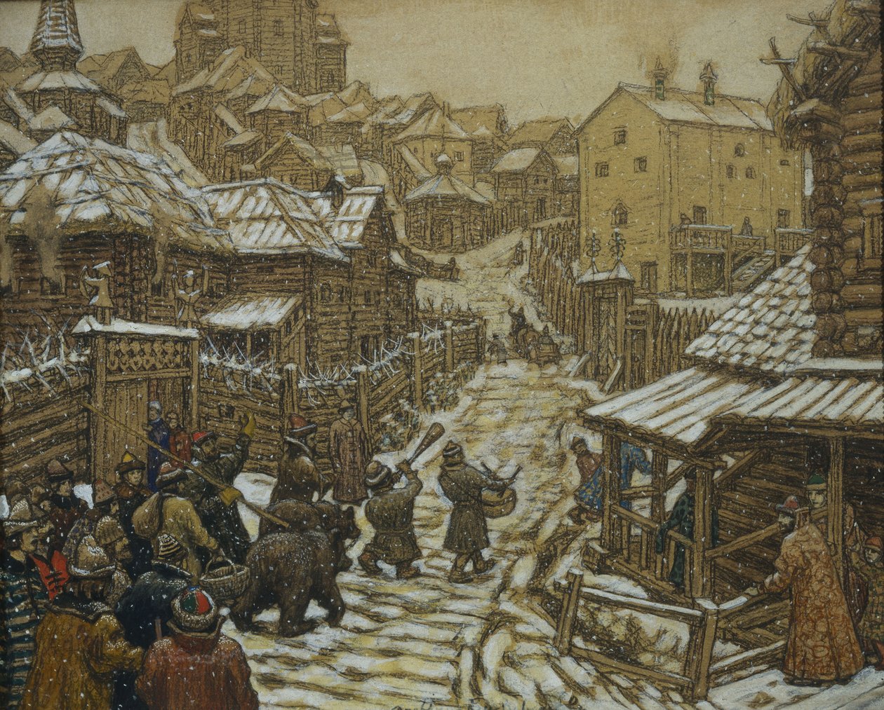 Ayı eğitmenleri. Eski Moskova, 1911 by Apollinari Mikhailovich Vasnetsov