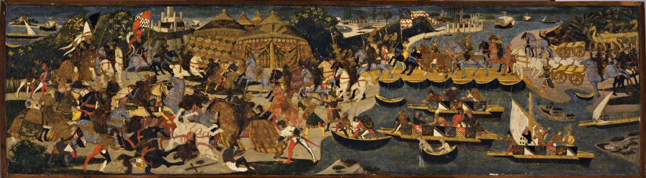 Atinalılar ve Persler arasındaki savaş, Cassone Panel, 1463 (ahşap üzerine altın ve gümüş yaprak ile tempera ve yağ) by Apollonio di Giovanni di Tommaso