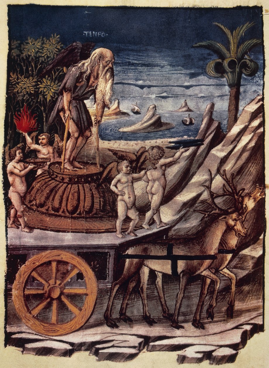 Zamanın zaferi, Geyik tarafından çekilen Zamanın arabası, Apollonio di Giovanni (1415 veya 1417-ca 1465) tarafından Triumphs