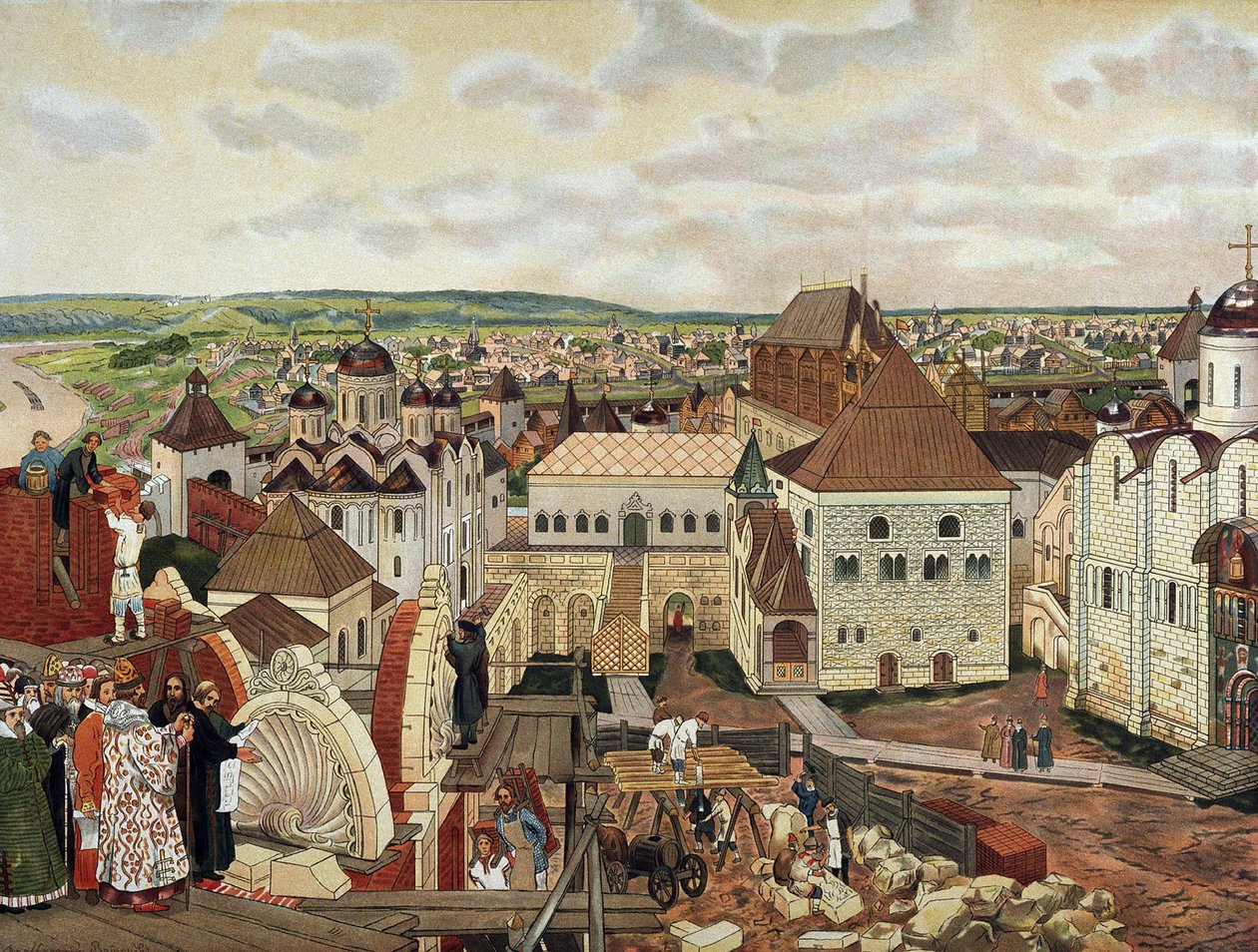 Moskova Kremlin'de, 19. yüzyılın sonu - 20. yüzyılın başlarında. by Appolinari Mikhaylovich Vasnetsov