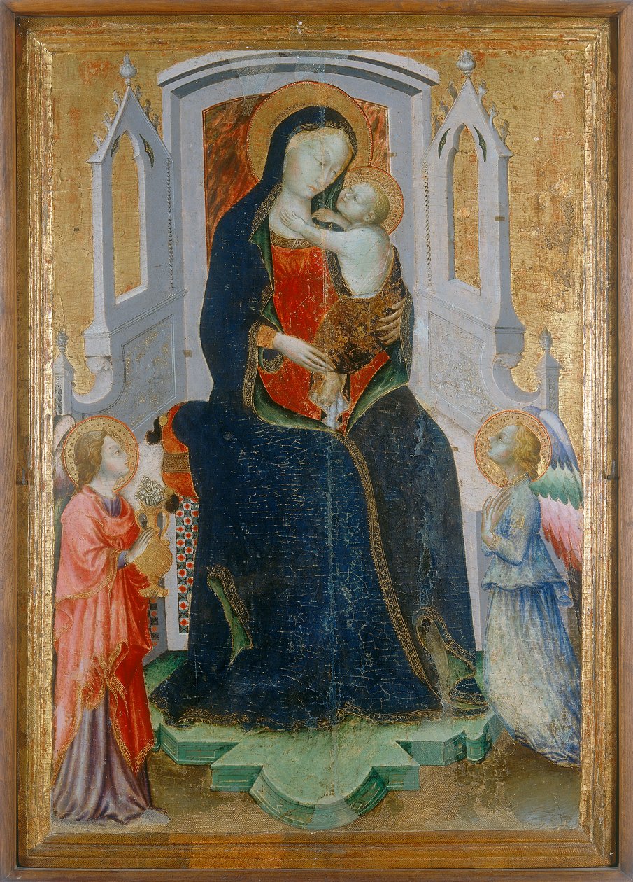 Madonna ve Çocuk iki melekle tahta çıktı by Arcangelo di Cola da Camerino