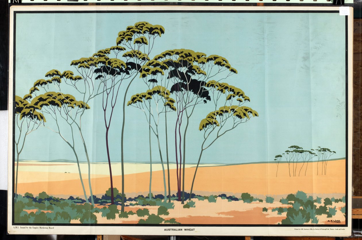 Avustralya Buğdayı, 'Avustralya'nın Buğday ve Yün Zenginliği' serisinden (renkli litho) by Archibald Bertram Webb