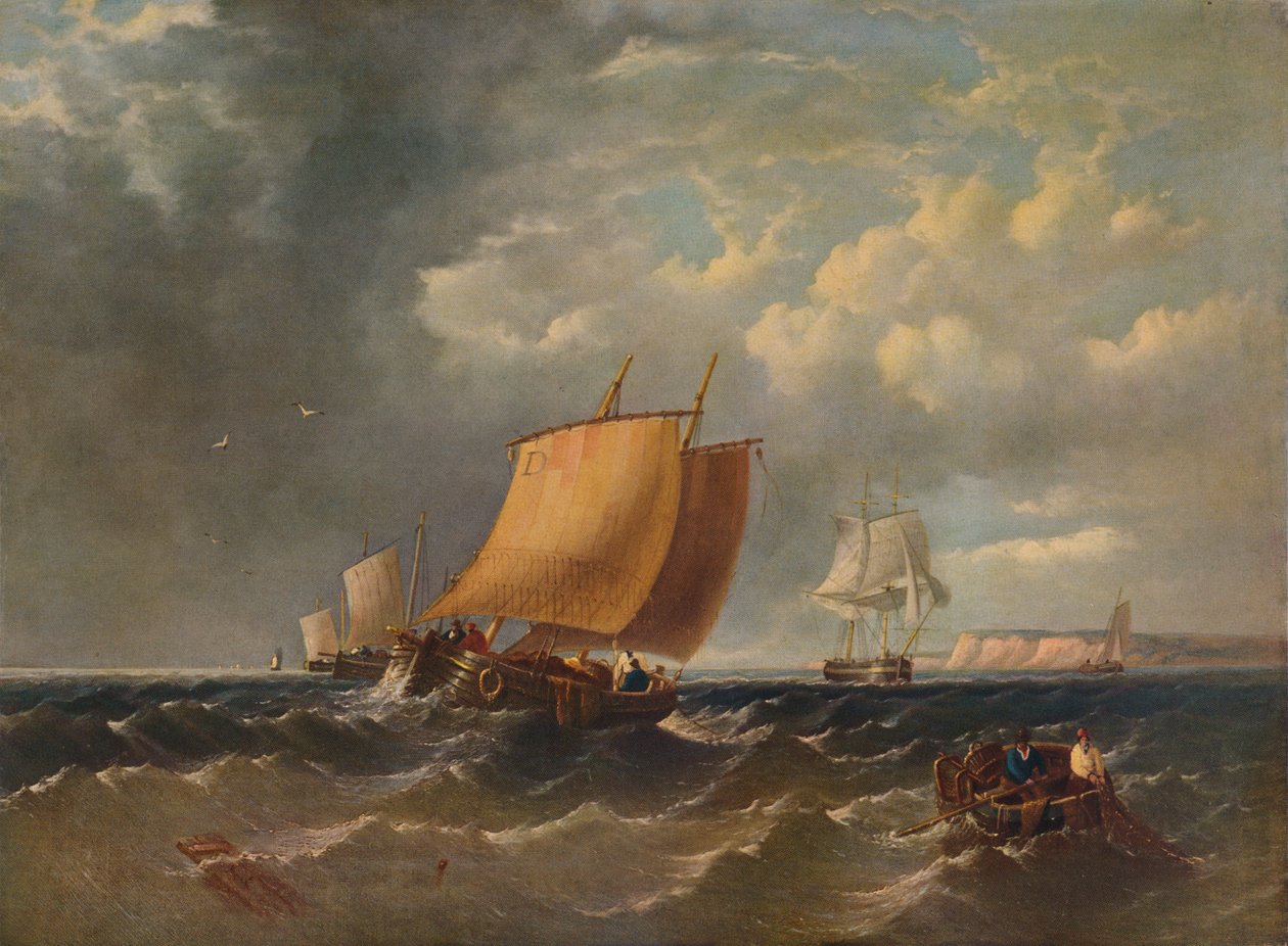 Kent Sahili Açıklarında Bir Balıkçı Lugger, c1854, 1938 by Archibald Webb
