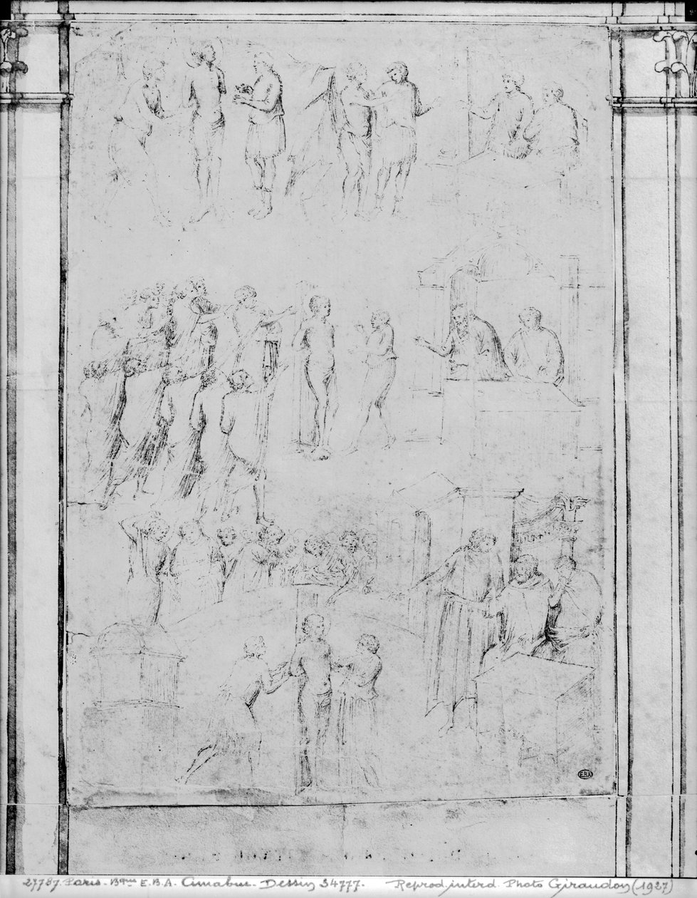 Bir Azizin Hayatından sahneler, detay (ayrıca bkz. 217743) (kağıt üzerinde kalem ve mürekkep ve kahverengi yıkama) by Aretino Luca Spinello or Spinelli