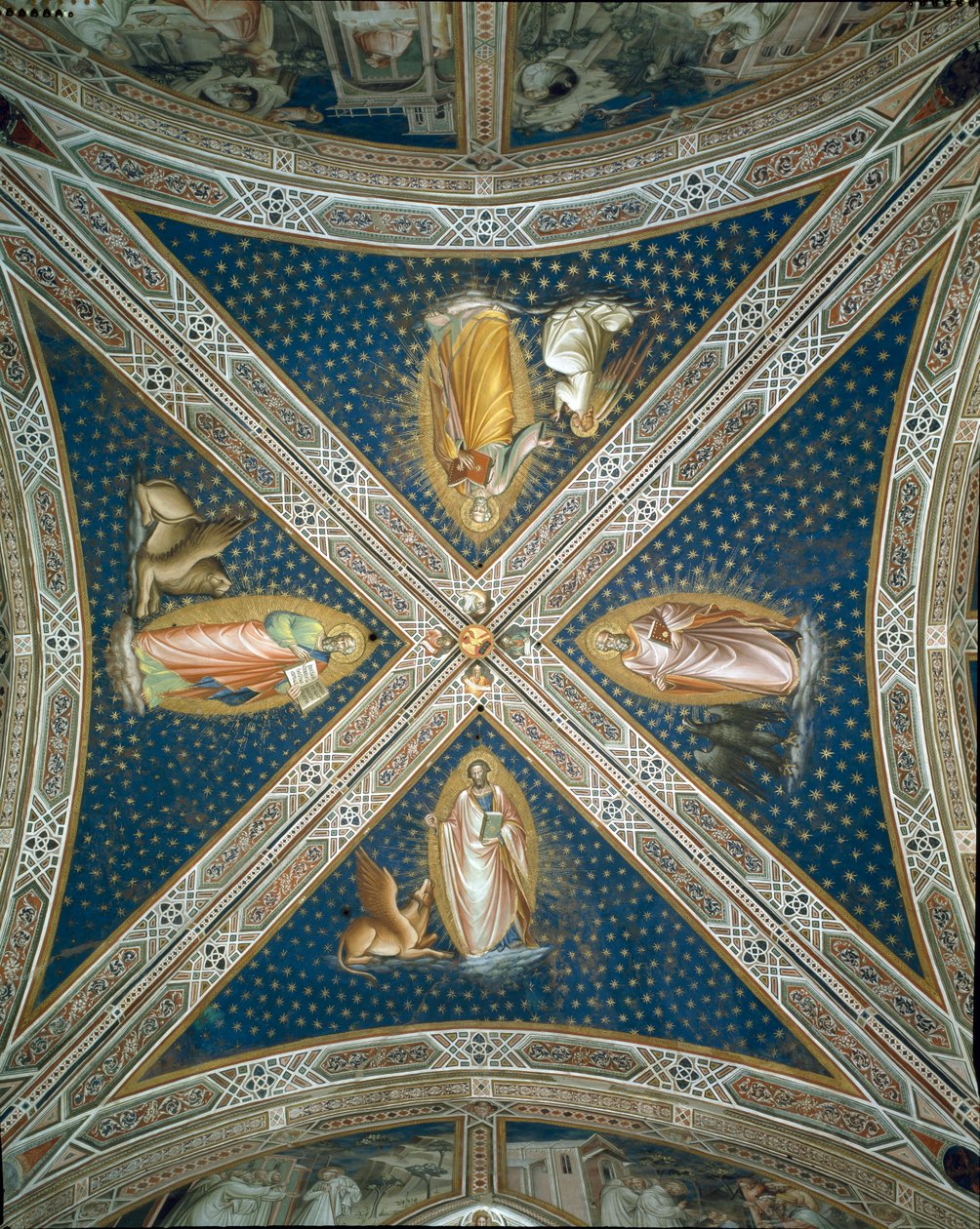Sacristy'deki Dört Evanjelist'i betimleyen tonoz freskleri, 1387 by Aretino Luca Spinello or Spinelli