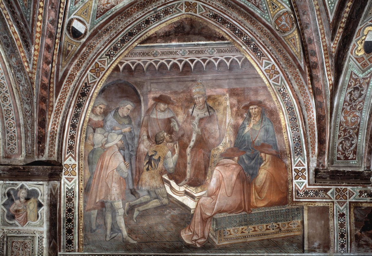 Papa Alexander III - Fresk by Aretino Luca Spinello or Spinelli