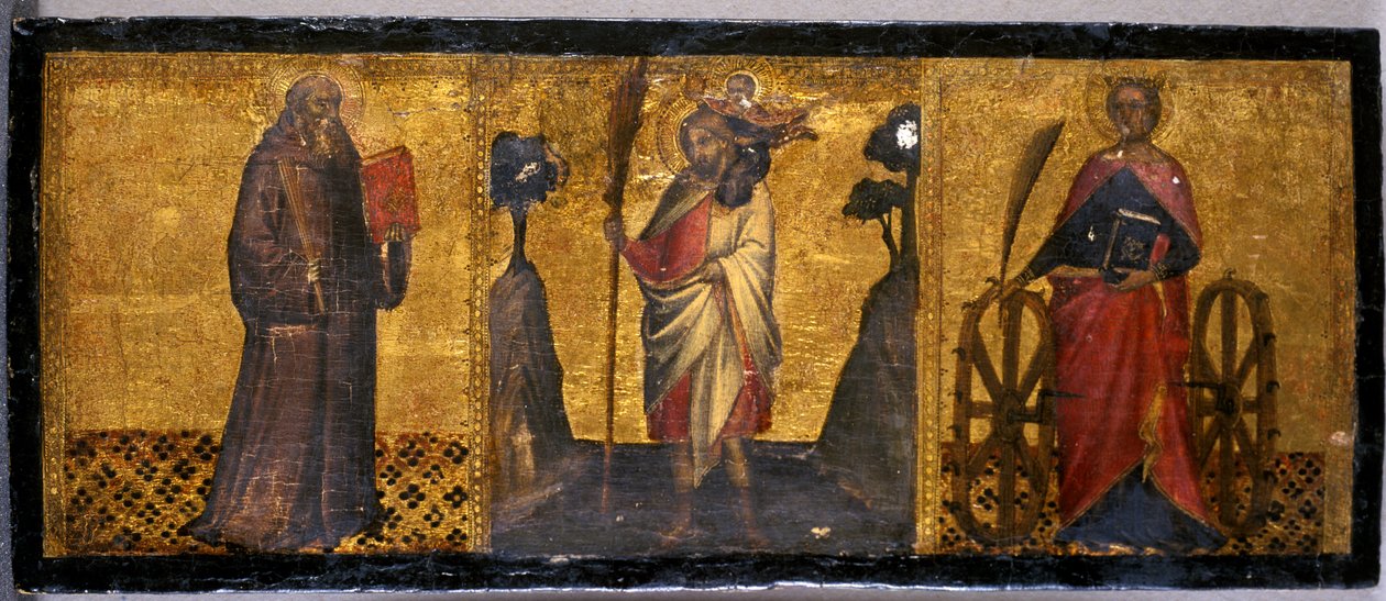 Aziz Benedict, Aziz Christopher ve Aziz Catherine, c.1400 (kavak ağacı üzerinde tempera) by Aretino Luca Spinello or Spinelli
