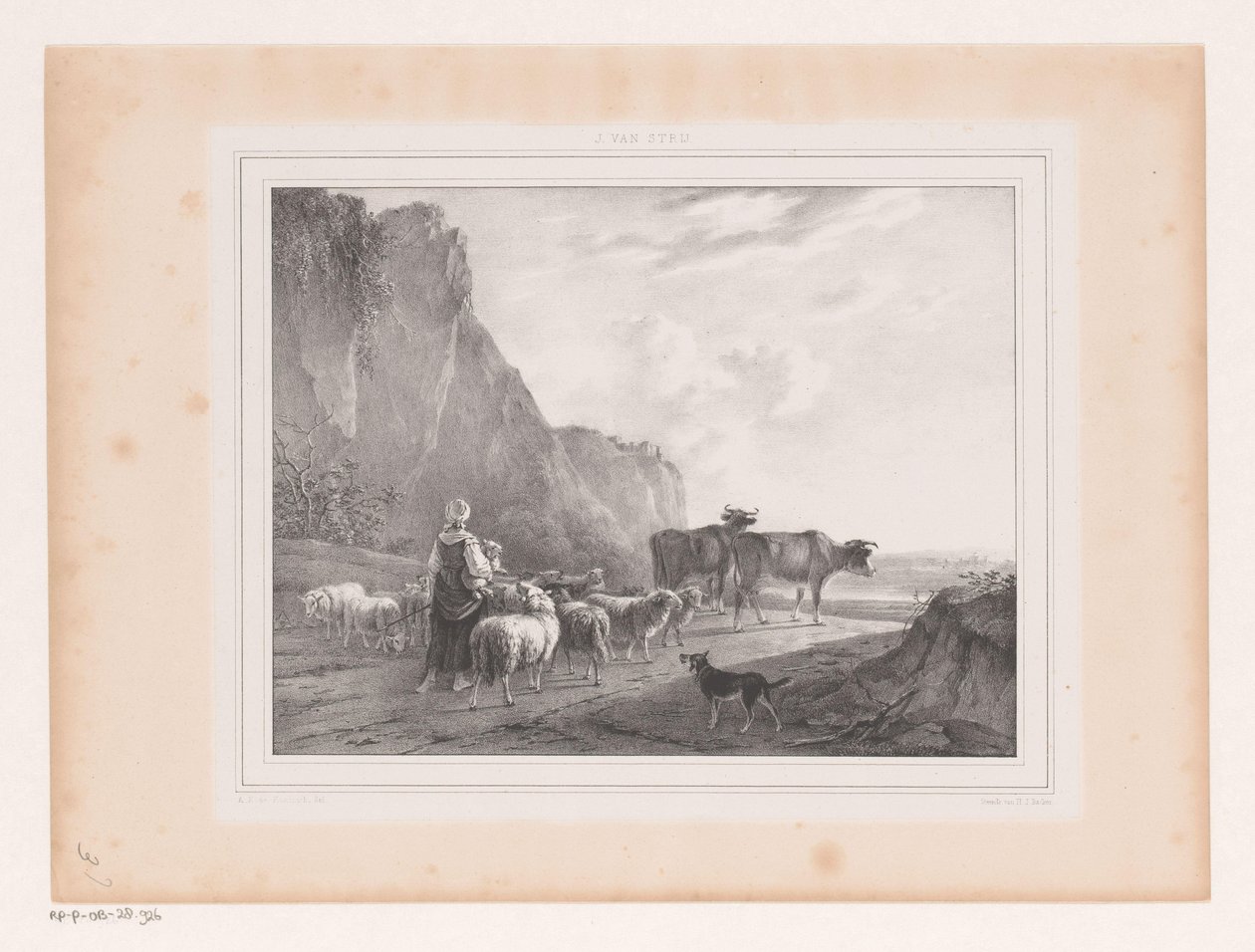 Sürü ve çoban ile manzara by Arie Ketting de Koningh
