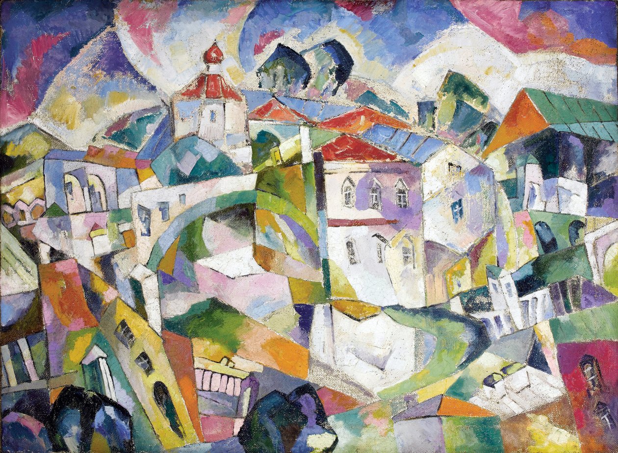 Kübist manzara, yaklaşık 1910 (tuval üzerine yağlı boya) by Aristarkh Vasilievic Lentulov