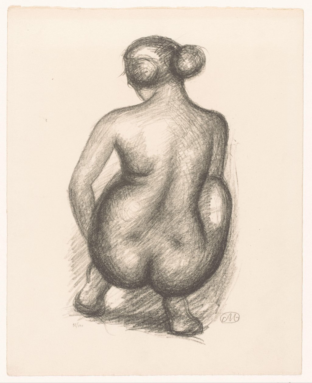 Arkadan görülen çömelmiş çıplak kadın Femme accroupie de dos (orijinal başlık) by Aristide Maillol (signed by artist)