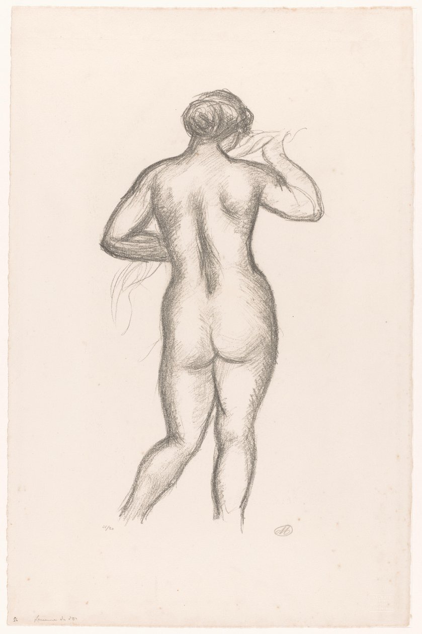 Arkadan çıplak kadın Femme nue de dos (orijinal başlık) by Aristide Maillol (signed by artist)
