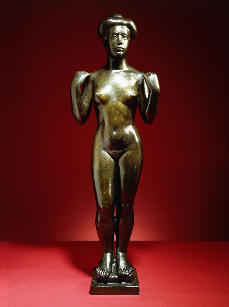 Yıkanan, Kolları Kaldırılmış; Baigneuse, aux Bras Leves, c.1900 (yeşil-kahverengi patinalı bronz) by Aristide Maillol