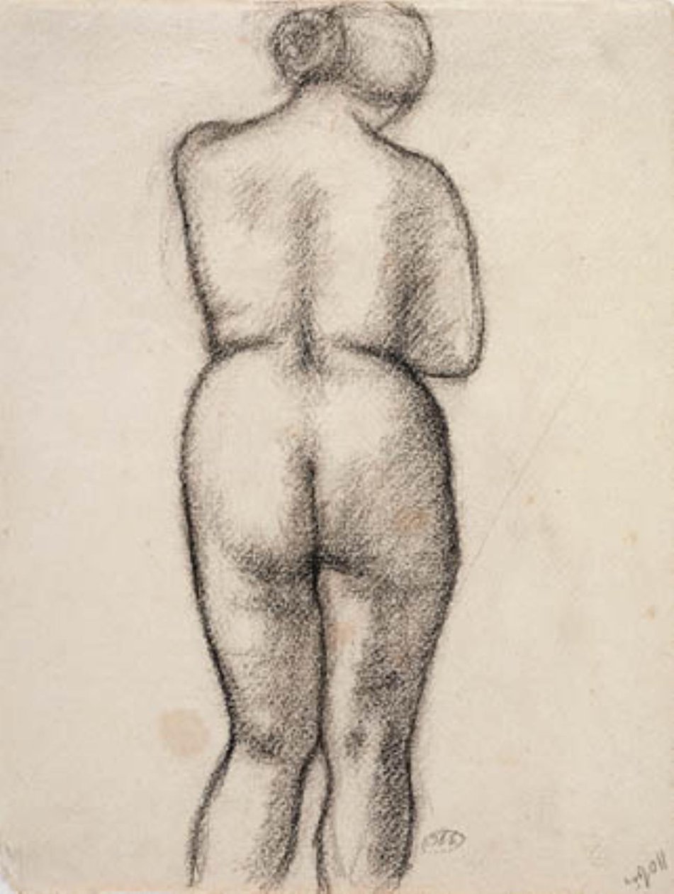 Arkadan görülen kadın modeli by Aristide Maillol