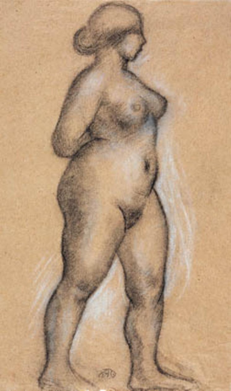 Sağa doğru yürüyen yandan görülen kadın modeli by Aristide Maillol