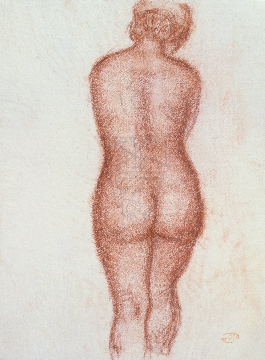 Arkadan Çıplak Duran (kağıt üzerinde pastel) by Aristide Maillol