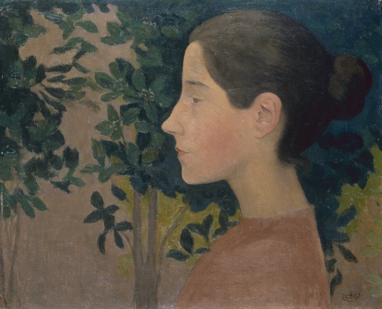 Bir Kızın Profili (tuval üzerine yağlı boya) by Aristide Maillol