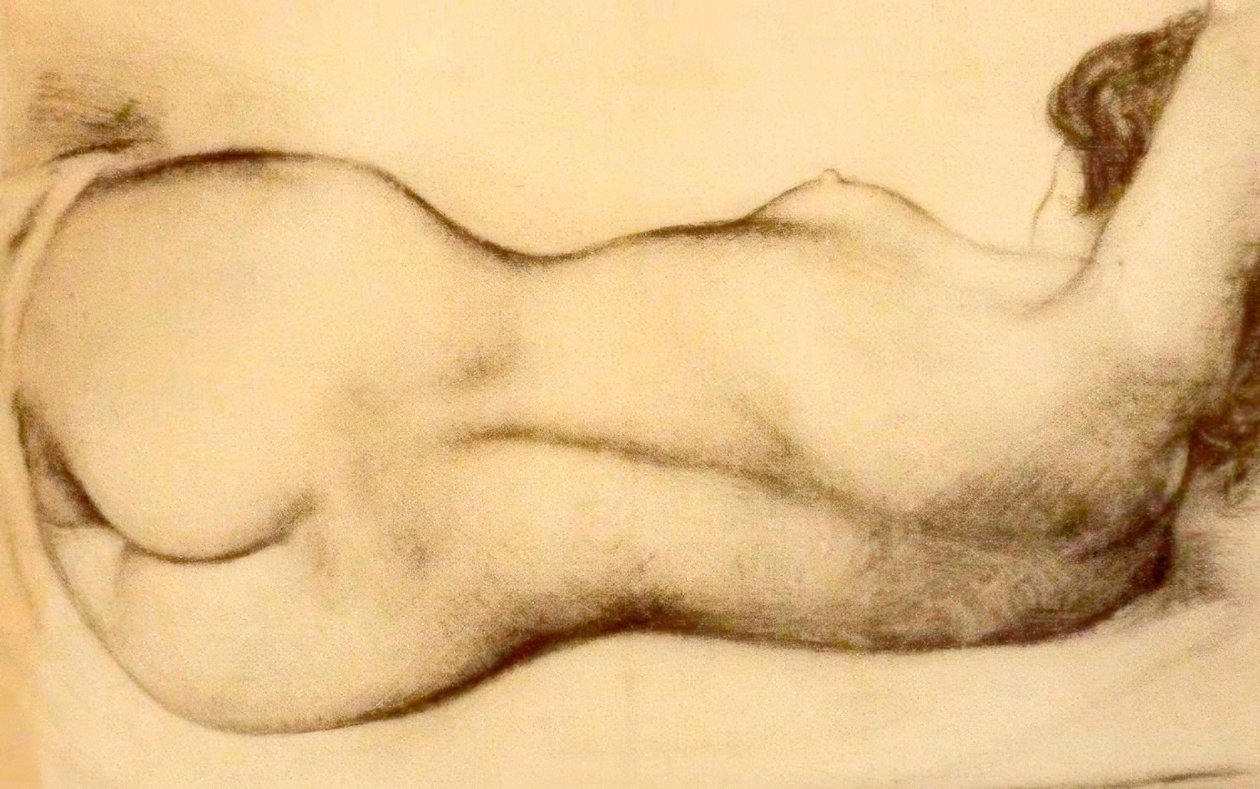 uzanmış çıplak bir kadın taslağını by Aristide Maillol