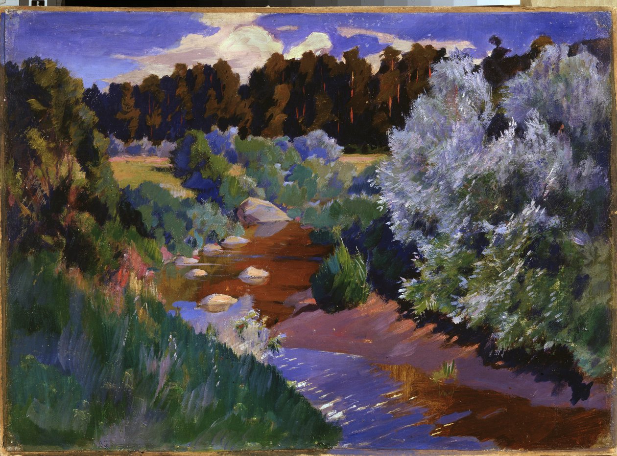 Bir nehir ile manzara. Arkadi (Arkady) Alexandrovich Rylov
