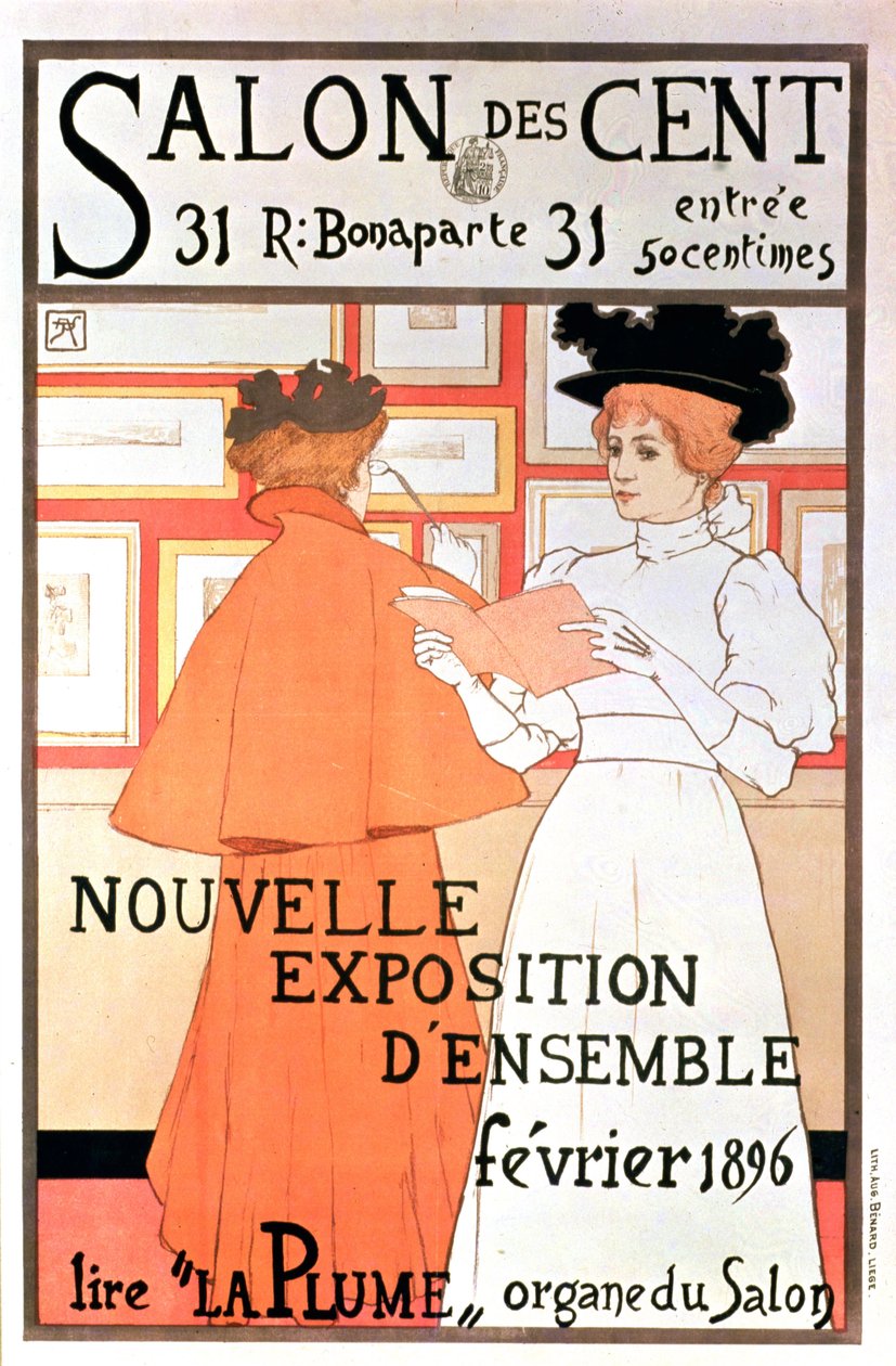 'Salon des Cent'de bir serginin reklamını yapan afiş, 1896 by Armand Rassenfosse